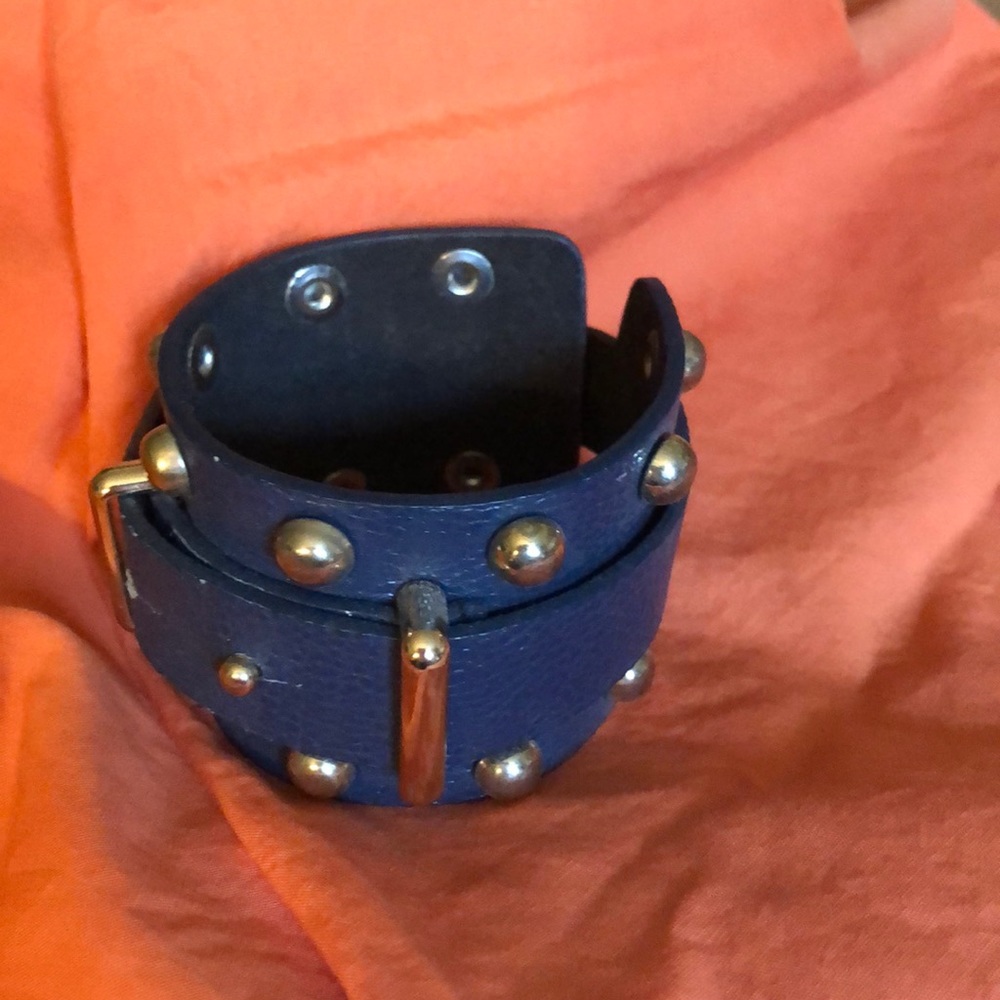 Navy blue wrap faux leather bracelet